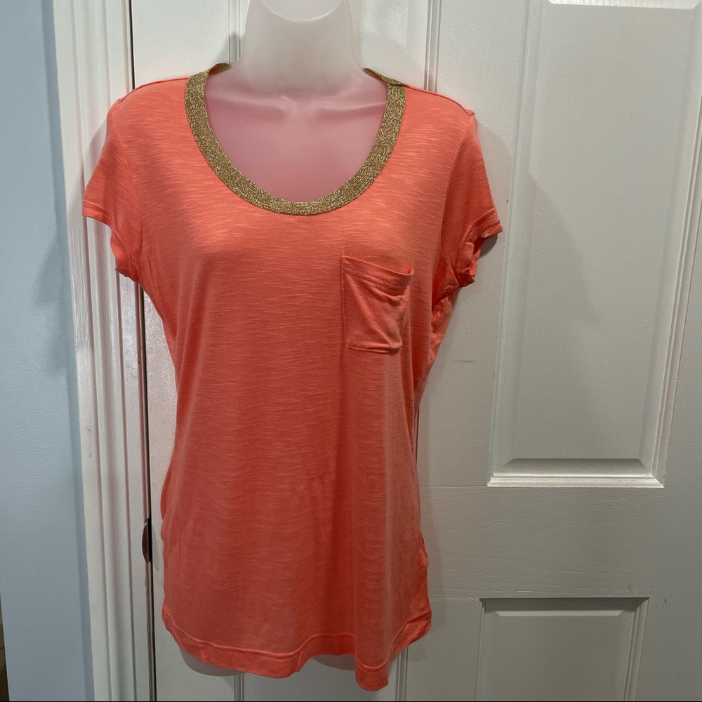 Calvin Klein Women’s Tangerine With Gold Trim Top